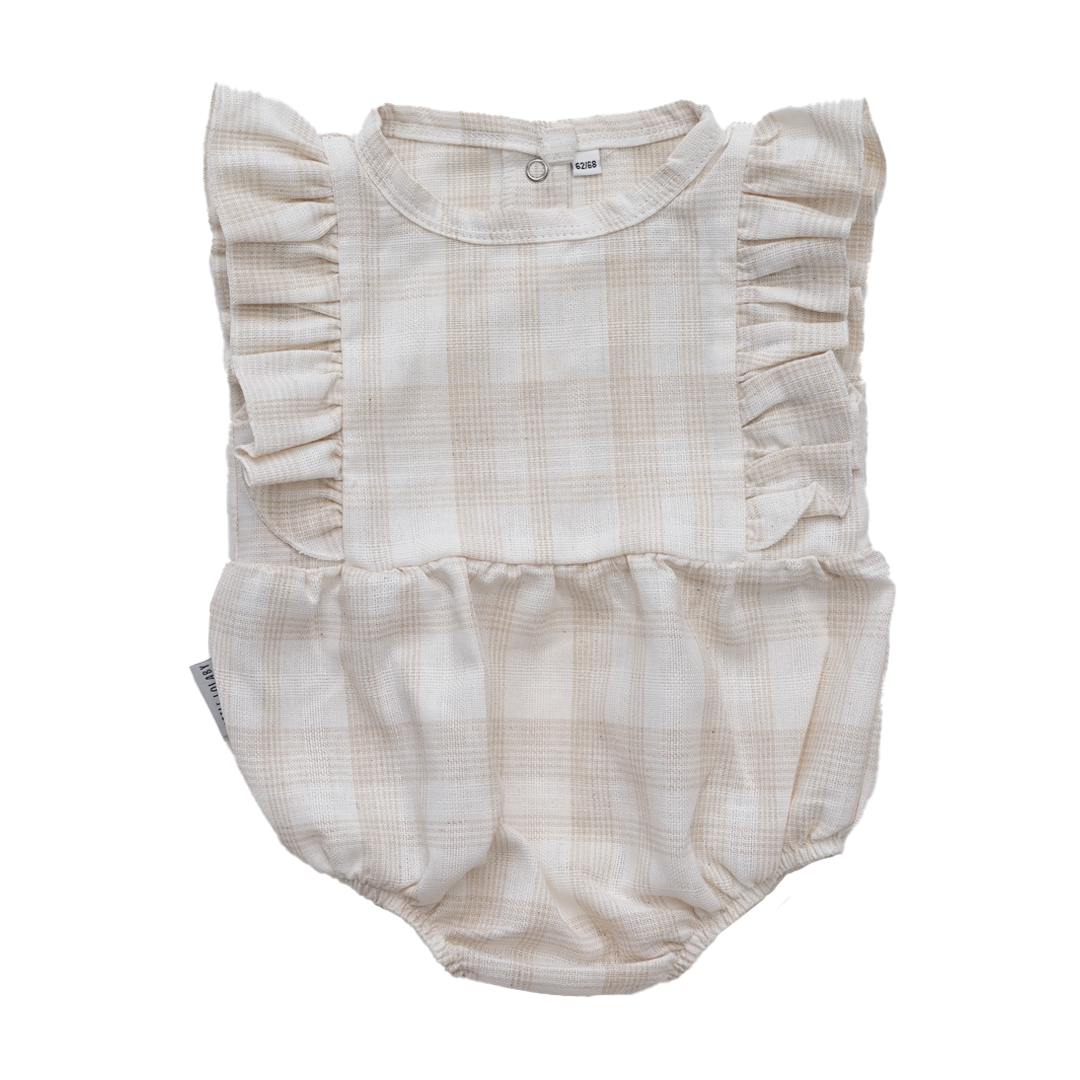 Bodysuit Ruffles Cotton Linen - Check