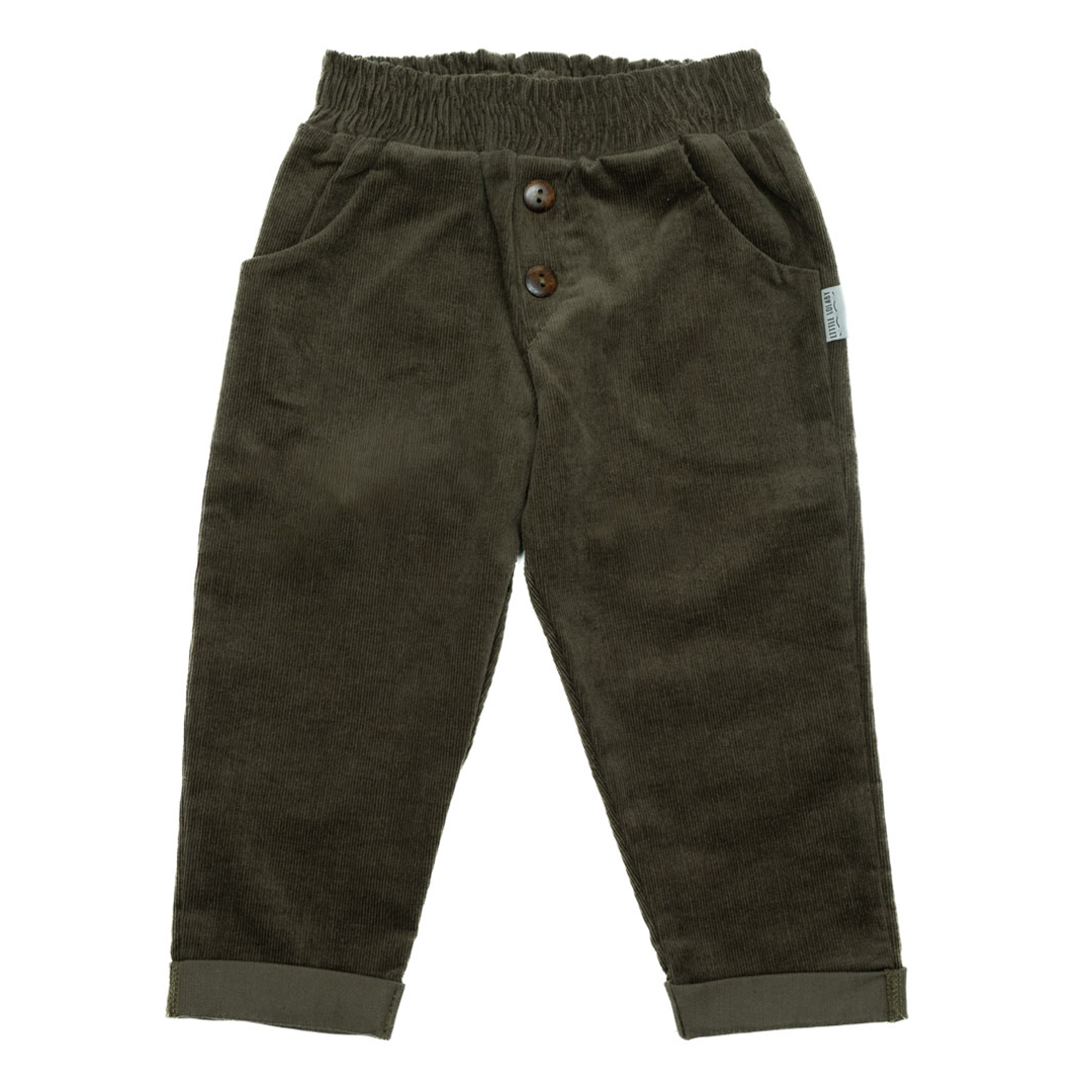 Broek Washed Corduroy - Dark Olive Green