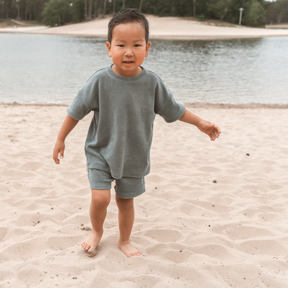 Oversized Shirt Badstof - Petrol